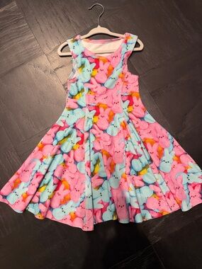 Terez Peeps Pink & Blue Bunny Print Twirl Dress